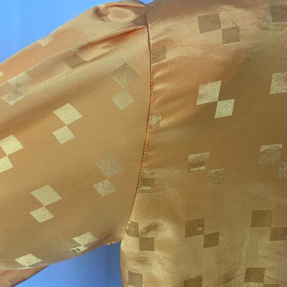 Vintage Blouse Size 8 Yellow Gold Jacquard Long Sleeve Button Office Secretary - Picture 9 of 15